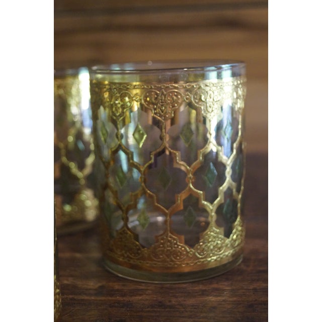 1950s Culver 22kt Gold Valencia Rocks Glasses - Set of 7 For Sale In San Antonio - Image 6 of 8