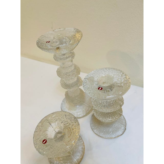 Crystal Glass Candlesticks by Timo Sarpaneva for Iittala, Finland, 1960s, Set of 3, in Very Good conditions. Designed 1960...