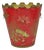 Mid 20th Century Italian Chinoiserie Hand Painted Oriental Red Tole Metal Wastebasket Trashcan For Sale