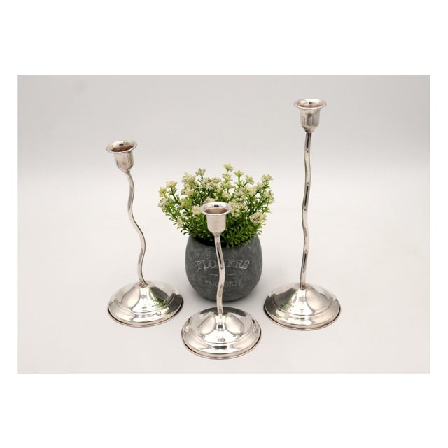 Silver Candlesticks, Set of 3 For Sale - Image 6 of 6