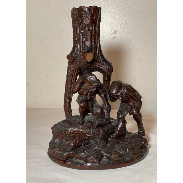 Up for sale is a very nice quality antique German Black Forest wooden gnome sculpture. It's carved with very elaborate...