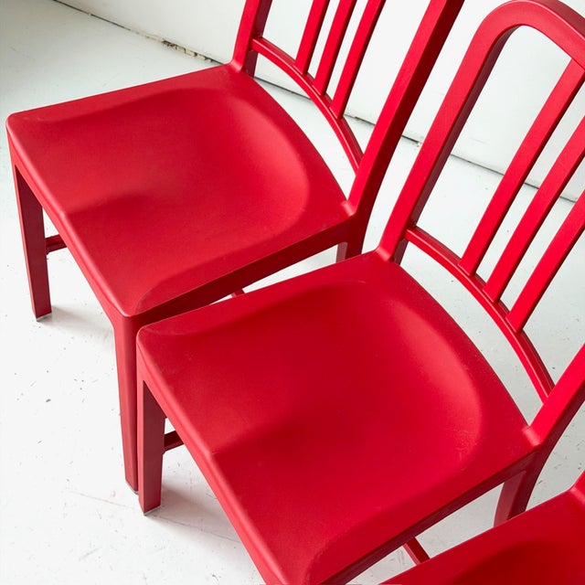 Red 1006 Plastic Navy Chairs by Emeco For Sale In Chicago - Image 6 of 9