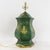 Vintage Green and Gold Hand Painted Tole Scalloped Hexagon Table Lamp Chinoiserie Temple Shape Pagoda Scene For Sale - Image 4 of 15