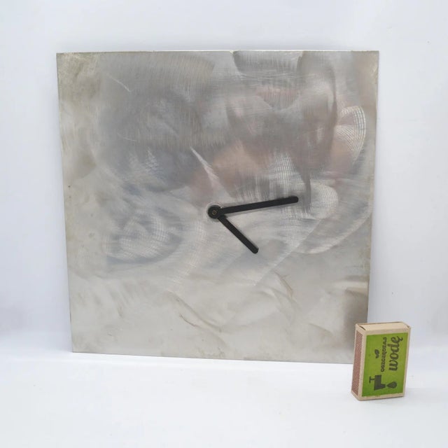 Wilhelm Kienzle 1980's Vintage Minimalist Bauhaus Stainless Steel German Wall Clock For Sale - Image 4 of 6