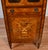 1900s Antique French Louis XVI Walnut Satinwood Inlay & Marble Top Cabinet For Sale - Image 4 of 12