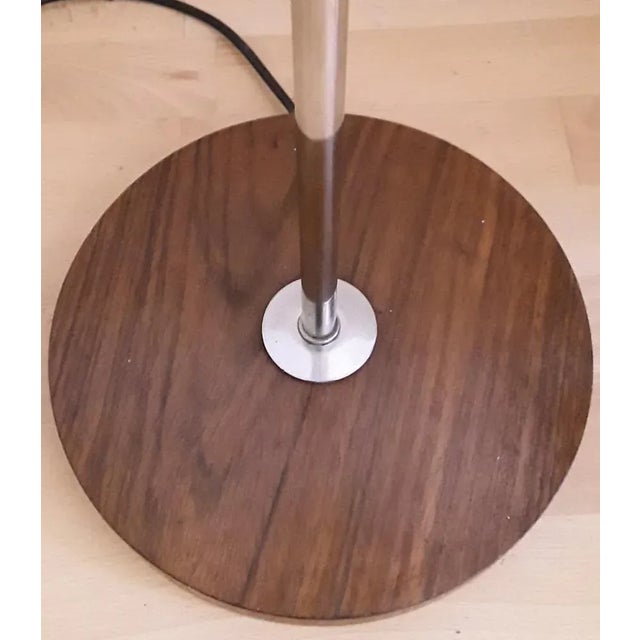 Vintage German Floor Lamp with Base and Grip in Teak & Chrome-Plated Metal Rod and Pink-Colored Screen with Plastic Difusor, 1970s For Sale - Image 4 of 9