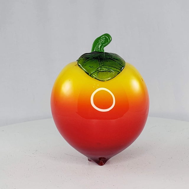 Orange Art Glass Peach Apricot Fruit Fake Faux Home Decor Paper Weight For Sale - Image 8 of 8