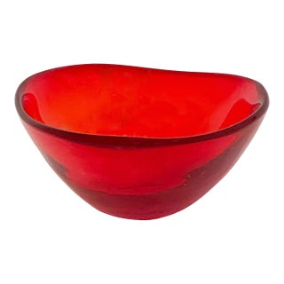 Mid Century Modern Red Murano Glass Bowl From Italy For Sale