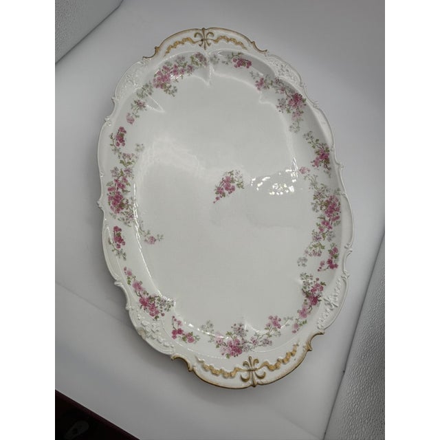 Early 20th Century Limoges Ch Field Haviland Porcelain Platter Fleur De Lis Gilt Handpainted Floral For Sale In Portland, ME - Image 6 of 15