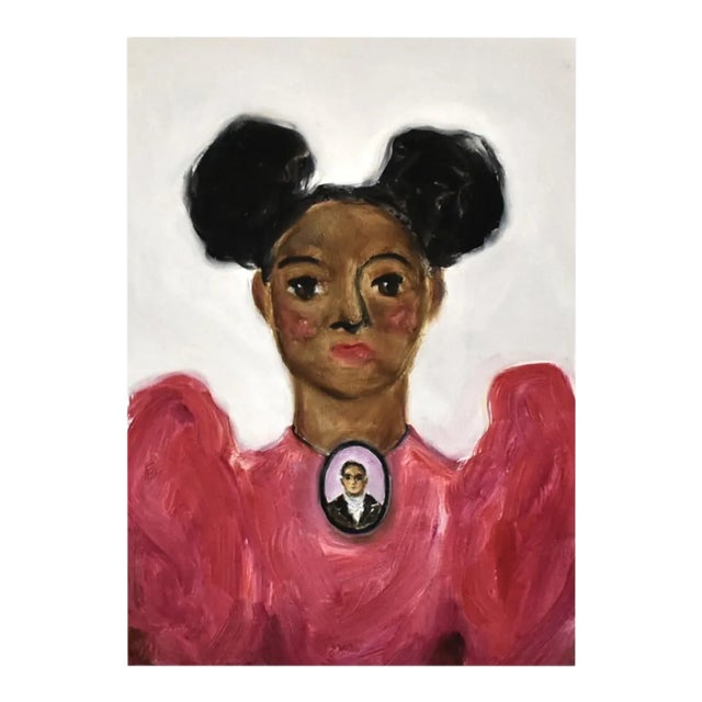 Storybook Portrait of Lizzie With Portrait Brooch Giclée Art Print (5"x7") by Susannah Carson For Sale