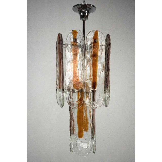 Orange Vintage Italian Murano Glass Occhio Chandelier from Mazzega, Italy, 1970s For Sale - Image 8 of 18