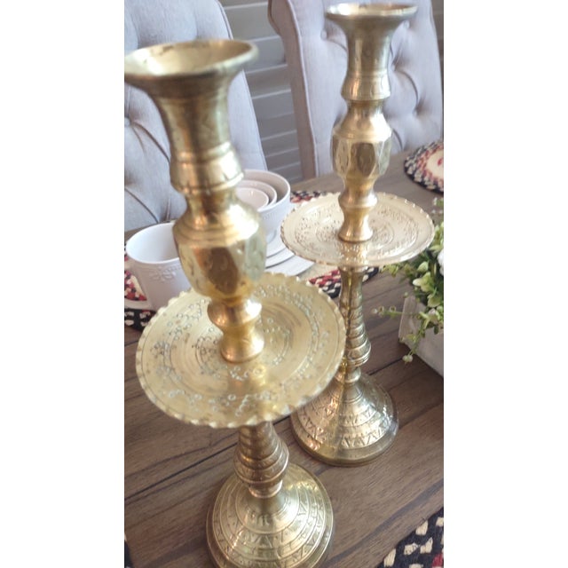 These 14" set of 2 candle sticks are vintage and are in very good condition. They have traveled the world with my parents....