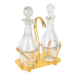 Vintage Oil and Vinegar in Gilded Metal, 1960s For Sale
