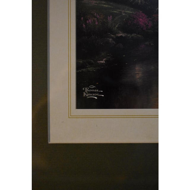 Green Vtg. Thomas Kinkade Hometown Bridge Framed Matted Art Lithograph Print For Sale - Image 8 of 17
