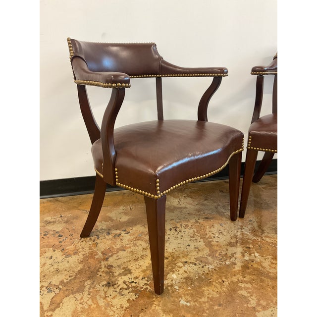 Pair of Late 20th Century Executive Side Chairs in Leather by Hickory Chair For Sale - Image 9 of 18