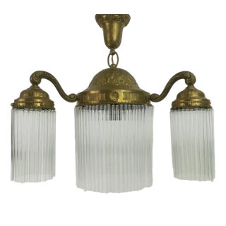 Viennese 3-Armed Chandelier with Glass Rods For Sale