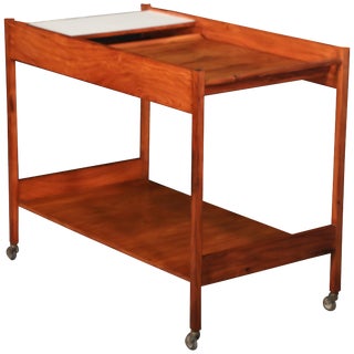 Mid-Century Modern Brazilian Jacaranda Bar Cart With Removable Tray, 1960s For Sale