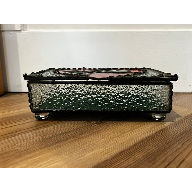 Vintage Leaded Stained Glass Trinket Box For Sale - Image 4 of 15