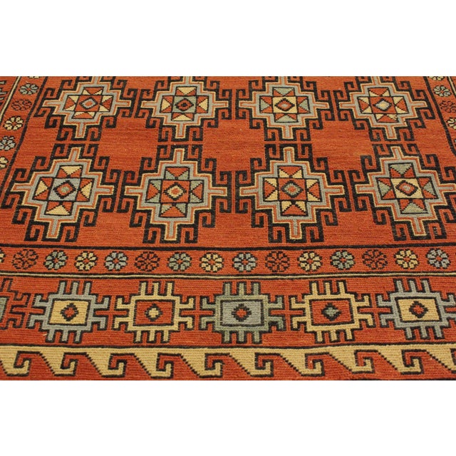 Rustic Soumak Orange/Beige Wool Rug - 3'1'' X 5'0'' For Sale In New York - Image 6 of 10