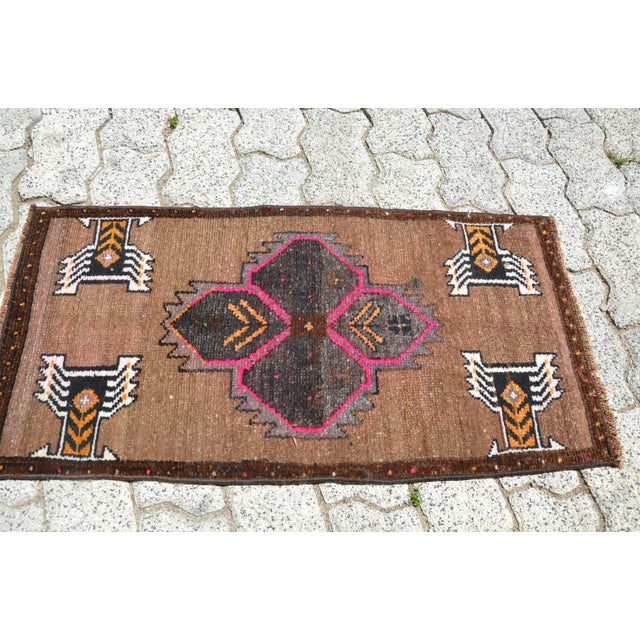 Traditional Vintage Anatolia Brown Wool Rug For Sale - Image 3 of 6