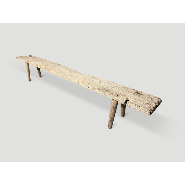 Contemporary Andrianna Shamaris Antique Teak Wood Long Bench For Sale - Image 3 of 6