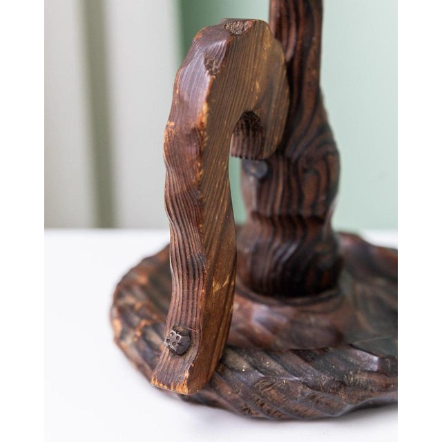 Brutalistic Candleholder in Wood, Italy, 1940s For Sale - Image 4 of 11