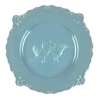 Blue Ceramic Rooster Plate Set of 4 For Sale