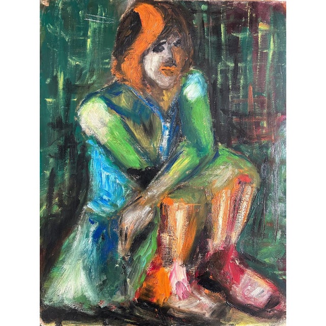 French Artist, Portrait of Red Haired Woman, 1940s, Oil on Canvas For Sale - Image 10 of 18
