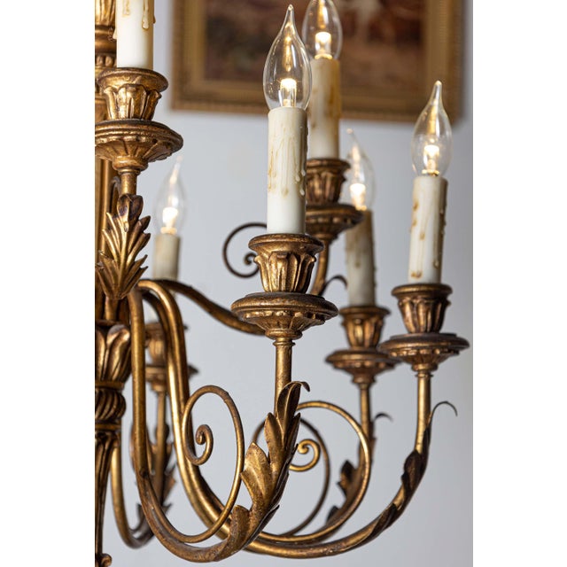 Gold Mid 20th Century French Chandelier For Sale - Image 8 of 11