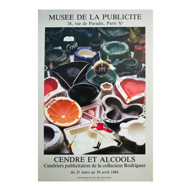 1984 French Exhibition Poster, Musée De La Publicité «Cendre Et Alcools» For Sale