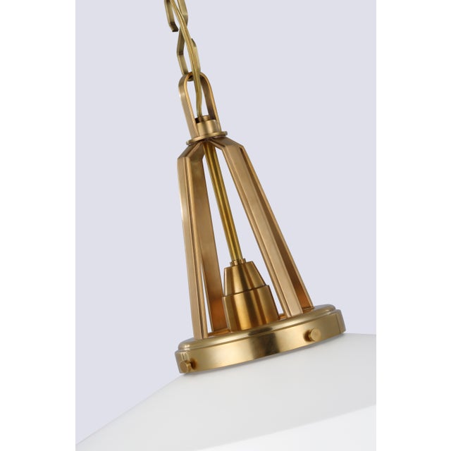 Transitional Chapman & Myers for Visual Comfort Signature Layton 20" Pendant in Antique-Burnished Brass with Matte White Shade For Sale - Image 3 of 4