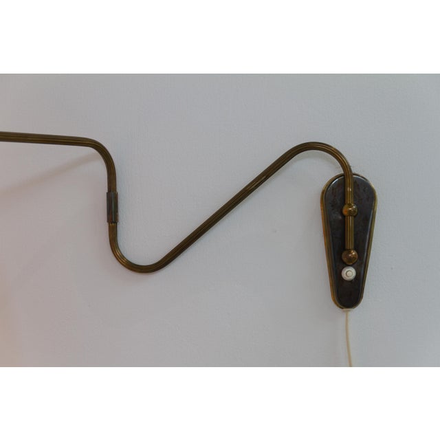 Danish Articulating Brass Wall Light, Denmark, 1940s For Sale - Image 4 of 18
