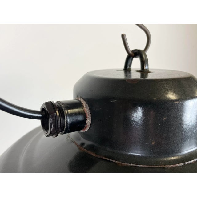 Glass Industrial Factory Hanging Lamp in Black Enamel from Elektrosvit, 1960s For Sale - Image 7 of 13