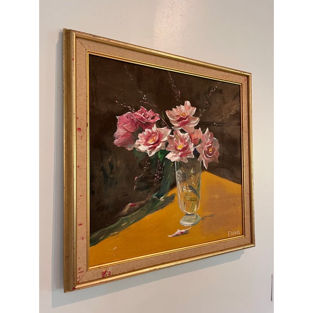 1980s Francis “Duke” Downs Signed Florida Floral Still Life Oil on Canvas For Sale - Image 4 of 8