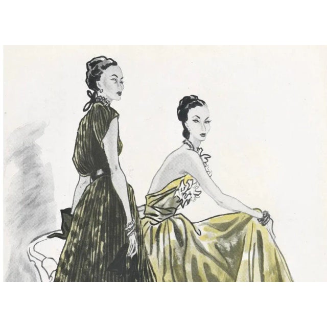 This is a rare French fashion print that dates to 1947. It originally appeared in a French magazine that catered to the...