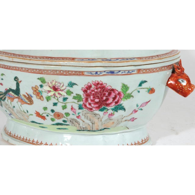 18th-Century Chinese Export Porcelain Double Peacock Pattern Soup Tureen, Cover & Stand For Sale In Philadelphia - Image 6 of 18
