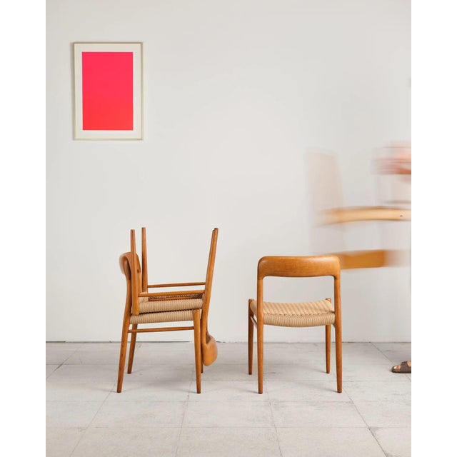 Model 75 Dining Chairs in Oak with Paper Cord Weave by Niels O. Møller for j.l. Møllers, Denmark, 1950s, Set of 4 For Sale - Image 6 of 18