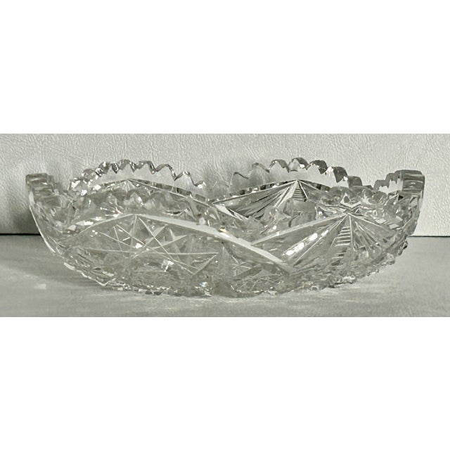 Early 20th Century Antique American Brilliant Cut Glass Bowl With Starburst & Hobstar Motif For Sale - Image 5 of 10