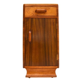 Art Deco Figured Walnut Bedside Cabinet, 1930s For Sale