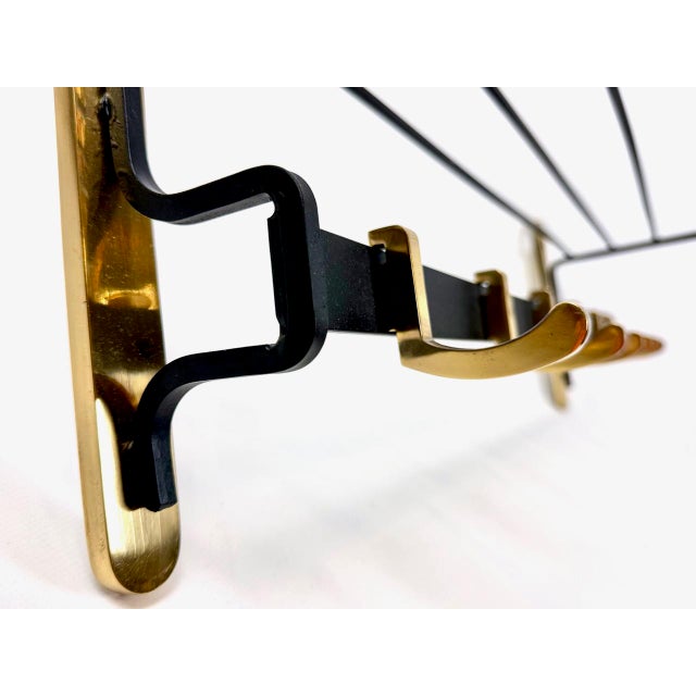 Mid-Century Modern Cast Iron and Brass Coat and Hat Rack, 1960s For Sale - Image 11 of 12