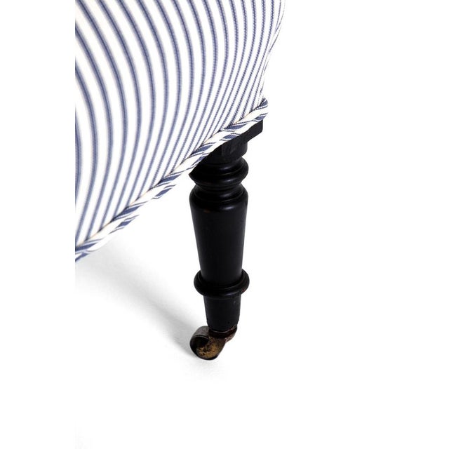 French Armchair in Princeton Ticking For Sale - Image 11 of 13