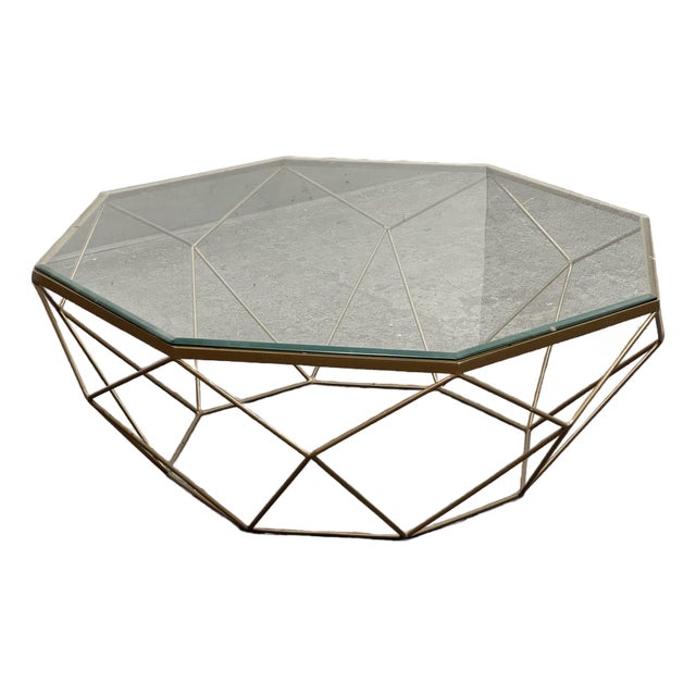 Sarreid Faceted Octagonal Coffee Table For Sale