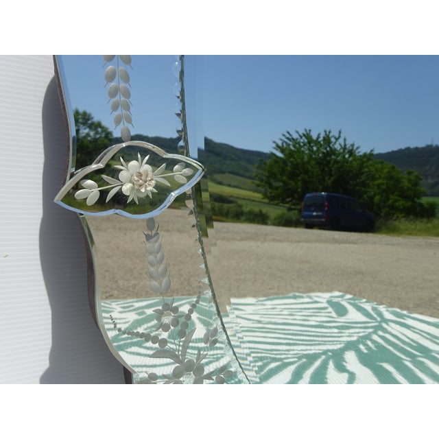 Vintage Venetian Oval Mirror with Pediment, 1950s For Sale - Image 9 of 18