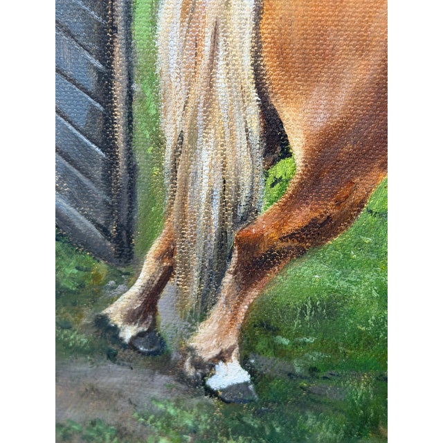 Shetland Groom Original British Equestrian Oil Painting of Two Ponies Framed For Sale - Image 9 of 14