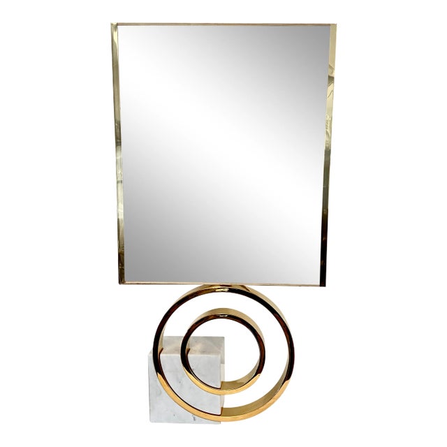 1970s Modernist Marble and Brass Table Lamp For Sale