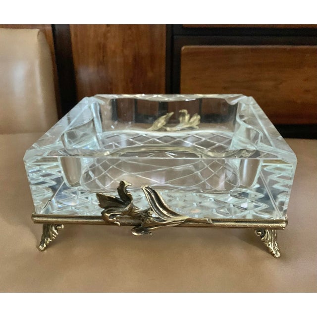Vintage Lead Crystal Ashtray on Ornate Stand For Sale - Image 4 of 11