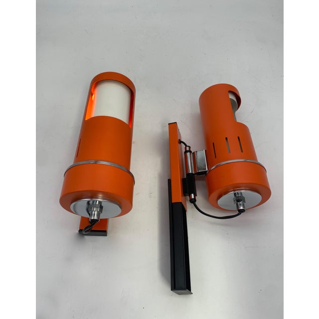 Industrial Orange Wall Lamp attributed to Reggiani, 1970 For Sale - Image 3 of 6