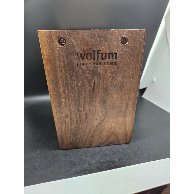 Vintage Wolfeum Graphic Wood Bookend For Sale - Image 4 of 5