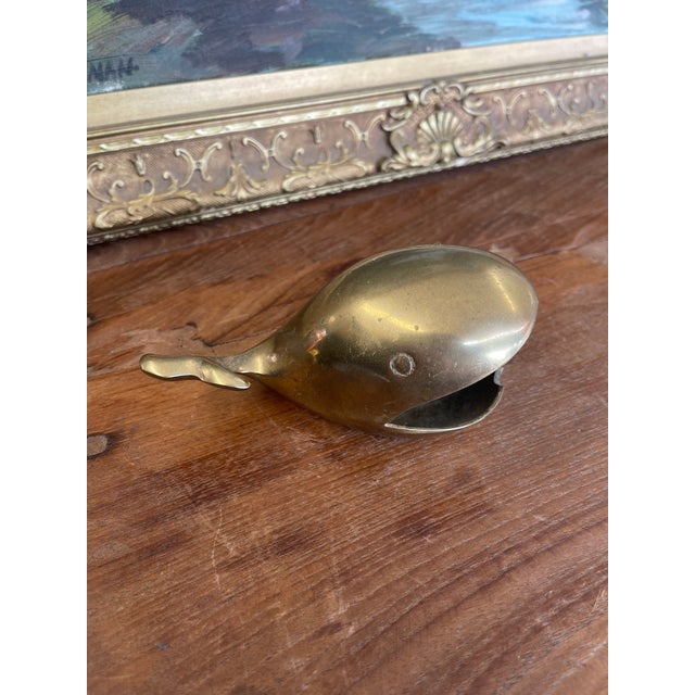Mid-20th Century Solid Brass Toned Whale-Shaped Novelty Ashtray or Trinket Holder. For Sale In Seattle - Image 6 of 10