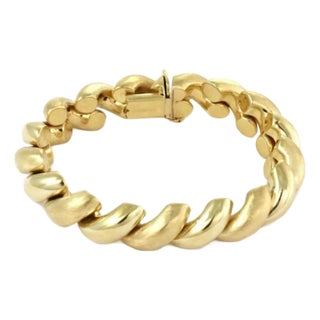Mid 20th Century San Marco Italy 14k Yellow Gold Macaroni Link Bracelet For Sale